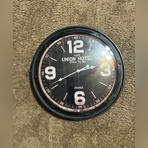 Vintage Olivia & May Union Hotel metal wall clock 00s